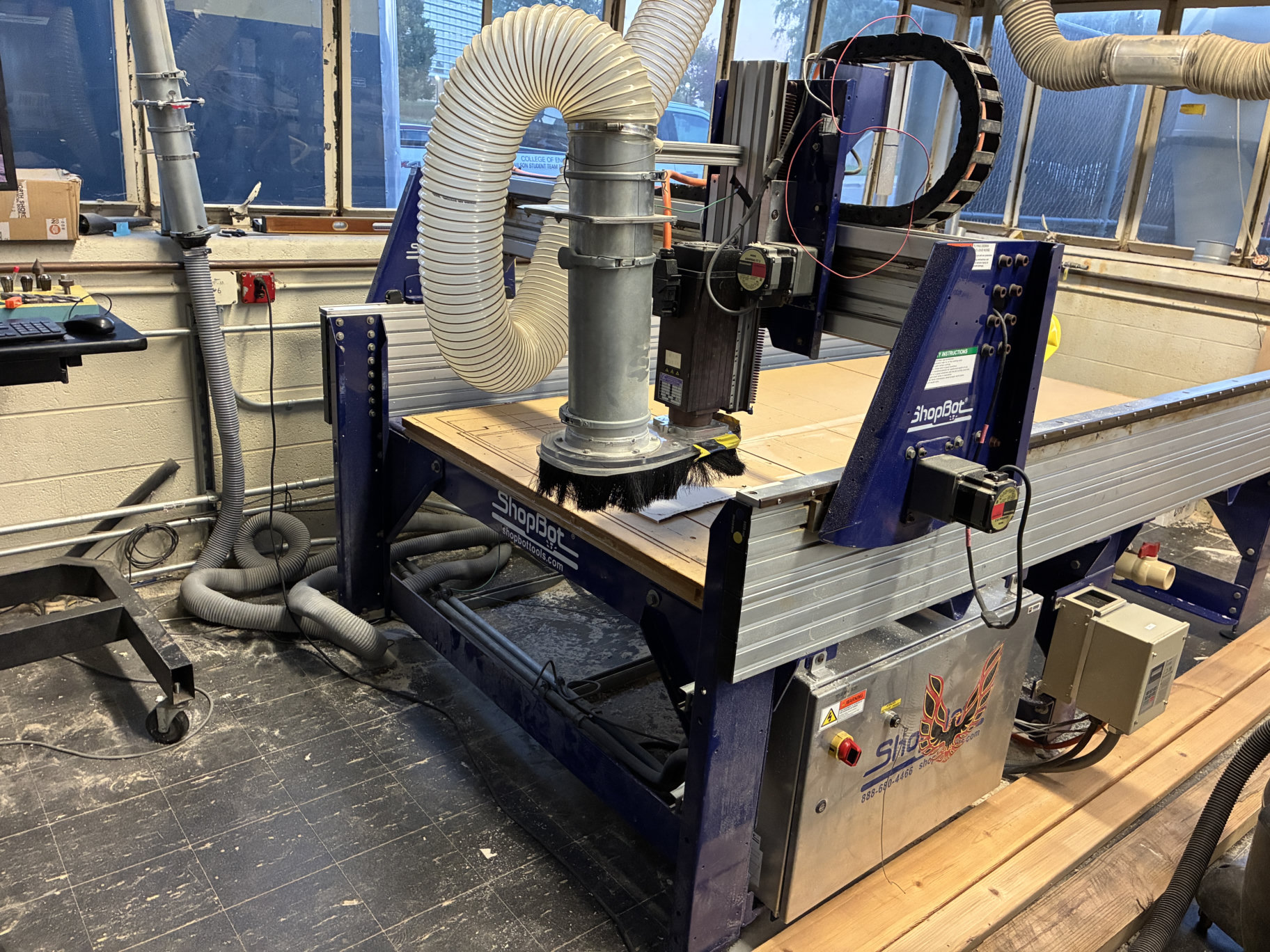 ShopBot PRSalpha CNC router with dust collection